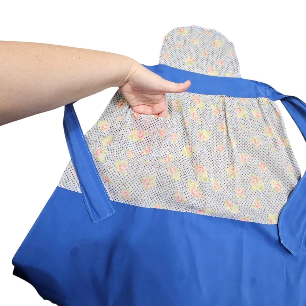 Vintage Blue Floral Apron Cottagecore Kitchen Cooking‎ Baking Retro